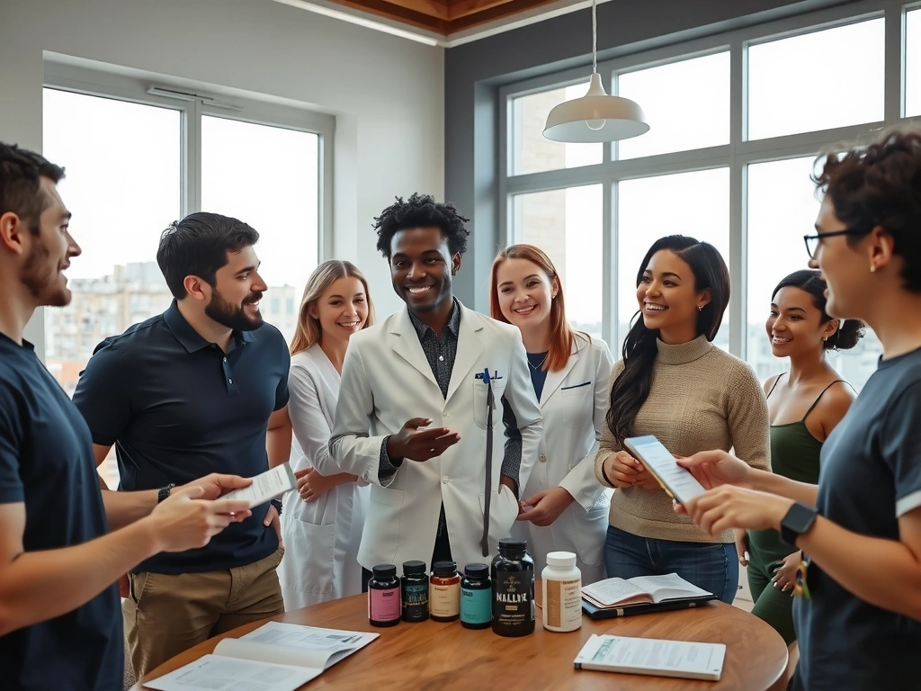 Equipo de Suplementos Barcelona Catalunya discutiendo sobre productos naturales